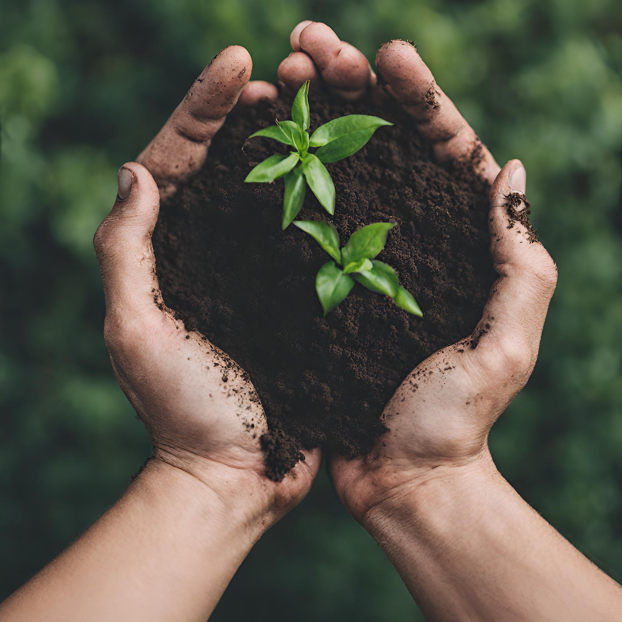 image of hands holding dirt
