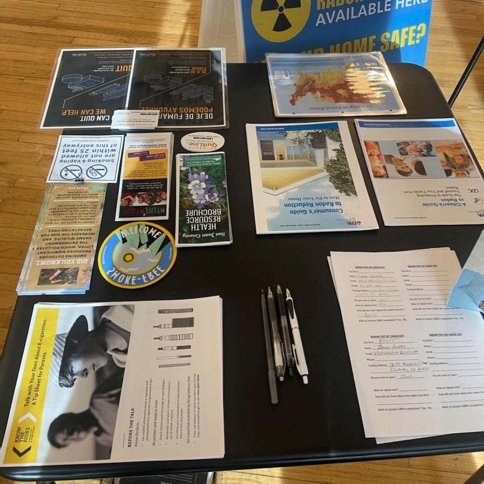 table of fliers and resources from Public Health