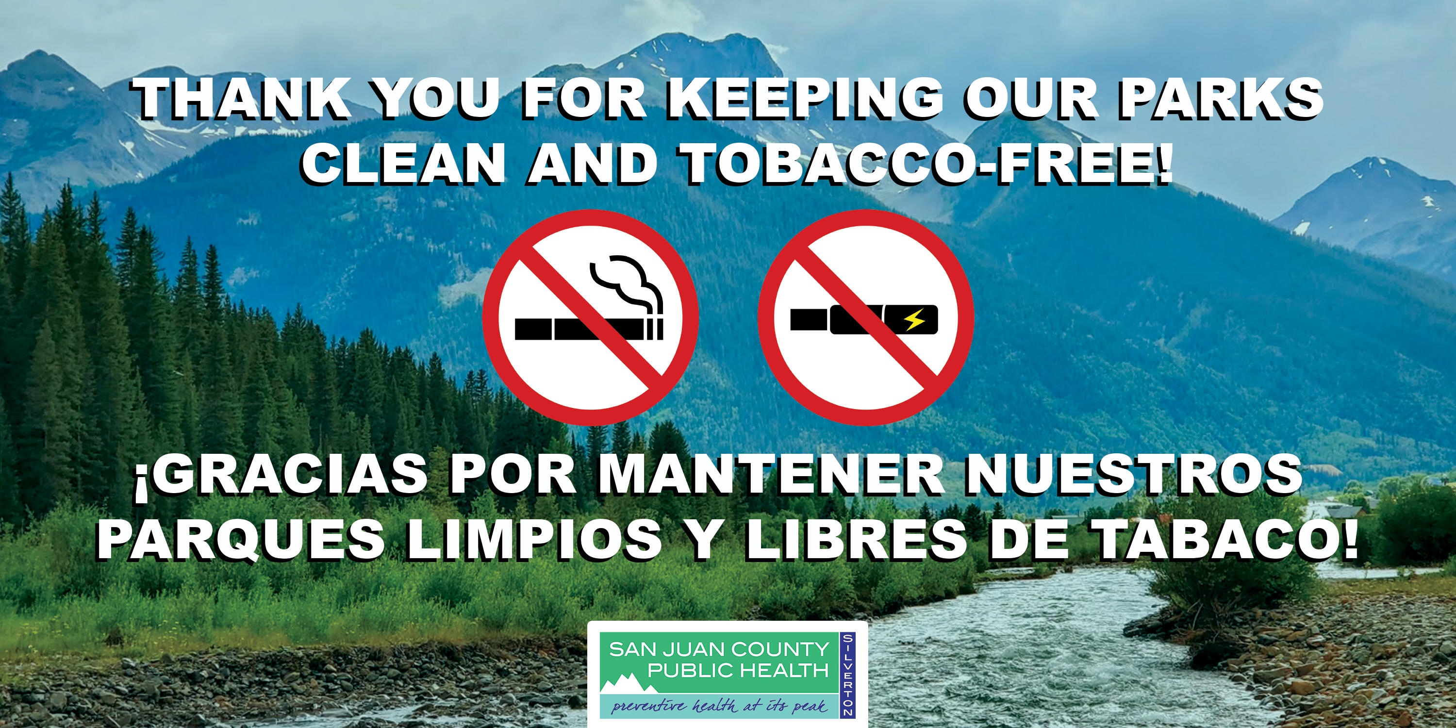 flier to keep parks tobacco free - "Thank you for keeping our parks tobacco free"